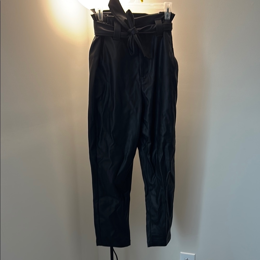 Express Jet Black faux Leather Trousers
